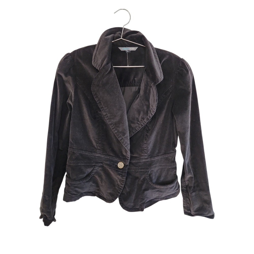 French Cuff Corduroy Blazer Womens M Brown Dark Academia Professional Preppy